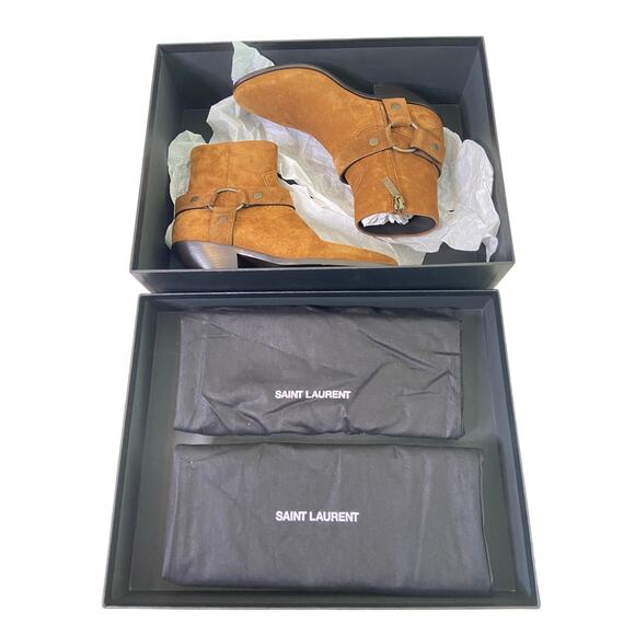 Saint Laurent Suede Leather Boot West Harness Cowboy Western Coastal Sz 37/7 - Picture 11 of 13